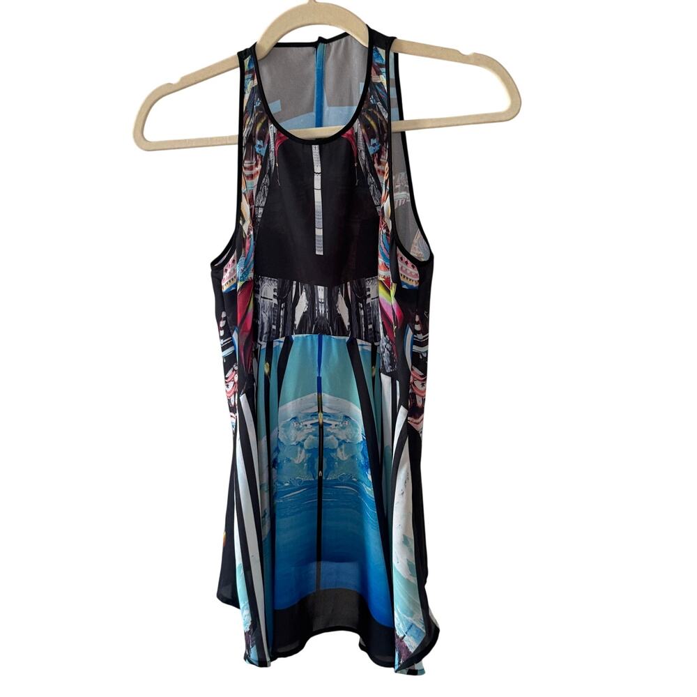 Clover Canyon Abstract Geometric Pattern Contemporary Asymmetrical Top - XS